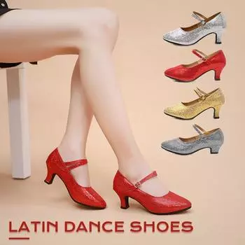 Женские красные туфли на высоком каблуке для бальных вечеринок, латиноамериканских танцев, вальса, джаза, на резиновой подошве, высота каблука 2 дюйма 34 красный