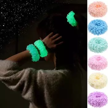Женские красочные аксессуары для волос, плюшевые светящиеся резинки для волос, резинка для волос, головной убор с хвостиком