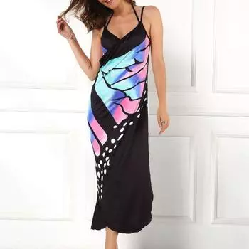 Женские красочные бабочки с принтом сексуальные удобные пляжные платья S жёлтый