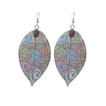 Женские красочные печатные формы листьев, висячие серьги-крючки, букет ювелирных изделий