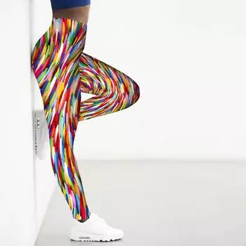 Женские красочные принты на палочках, эластичные леггинсы для йоги, фитнеса, бега, спортзала, спорта, активного отдыха XS серый