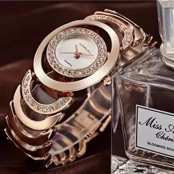 Женские креативные часы с бриллиантами, водонепроницаемые роскошные кварцевые часы, праздничный подарок, женские изысканные подарочные часы золотой