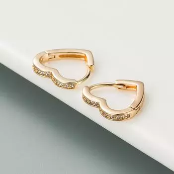 Женские креативные геометрические серьги-кольца, маленькие любовь в форме сердца, циркон, кристалл золотого цвета OneSize золотой