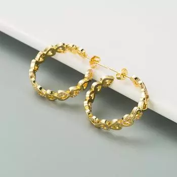 Женские креативные геометрические серьги-кольца, маленькие круглые серьги-гвоздики в стиле сердца с цирконием и кристаллами OneSize