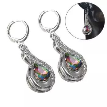 Женские креативные полые серьги-капли с подвесками в виде радужных страз, инкрустированные Huggie серьги