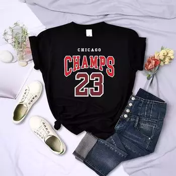 Женские креативные принтованные свободные летние футболки с круглым вырезом S