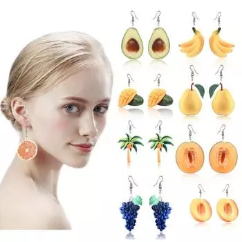 Женские креативные серьги-крючки со свежими фруктами и кокосом, летние праздничные украшения для вечеринок 3#