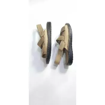 Женские кремовые сандалии с тремя липучками из натуральной телячьей кожи Комфортные повседневные качественные стильные легкие сандалии