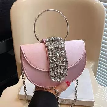 Женские кристальные яркие атласные сумки Night Diamonds Clutch Ring Bags Сумка через плечо Diamond Designer Luxury Wedding Party