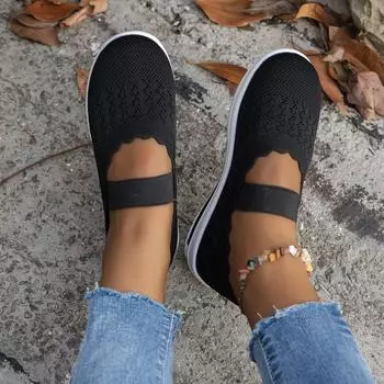 Женские кроссовки 2024 года, летние новые удобные повседневные женские туфли с мягкой подошвой, дышащие, открытые, плоские кроссовки для женщин, Zapatos De Mujer 36 чёрный