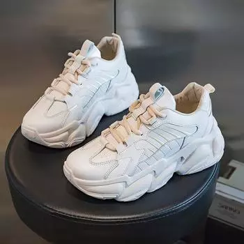 Женские кроссовки 2024 года, модная повседневная обувь, женские удобные дышащие белые туфли на плоской подошве, женские туфли на платформе, Zapatos Mujer 35 бежевый