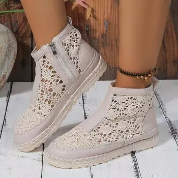 Женские кроссовки 2024 года, новые дышащие сетчатые летние дизайнерские туфли для женщин, кружевные, для ходьбы, неглубокие, новые, однотонные, нескользящие, повседневные кроссовки 35 абрикосовый