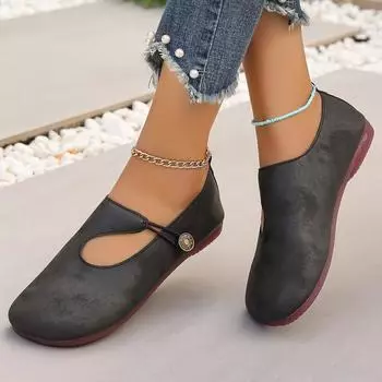 Женские кроссовки 2024 года, новые ретро-обувь из кожи для женщин, удобные нескользящие дышащие кроссовки с круглым носком для женщин 36 бежевый