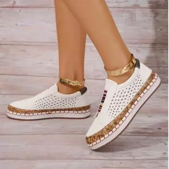 Женские кроссовки 2024 года, осенняя вулканизированная обувь, повседневная женская обувь с вырезами, модная эластичная дышащая женская обувь 35 зелёный