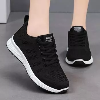 Женские кроссовки 2024 Весна Осень Легкие Модные Повседневные Неглубокие Дизайнерские Туфли Лоферы Кроссовки Zapatillas De Deporte 36 чёрный