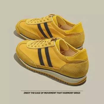 Женские кроссовки 2025 года в стиле ретро со шнуровкой, круглым носком, толстой подошвой и внутренней вставкой 36