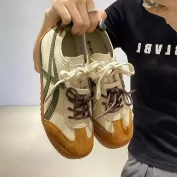 Женские кроссовки 2025 Весна и Осень Модные толстые хлопковые кроссовки Root Roll Forrest Gump Повседневные кроссовки Moral Training Женская обувь 35 бежевый