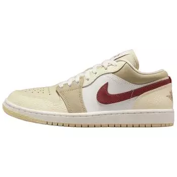 Женские кроссовки Air Jordan 1 Low Desert Khaki Red Sepia кремовые Summit-White светло-хаки HV6530-100 39