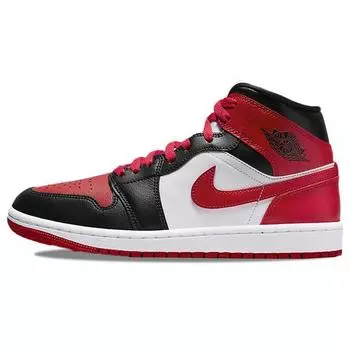 Женские кроссовки Air Jordan 1 Mid Alternate Bred Toe Black White Gym-Red BQ6472-079 36.5