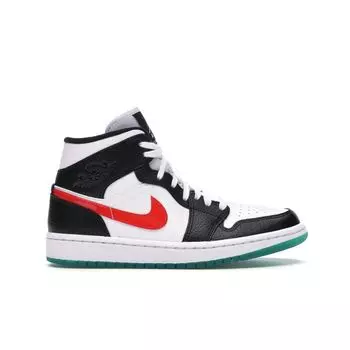 Женские кроссовки Air Jordan 1 Mid Alternate Swoosh Black University-Red White BQ6472-063
