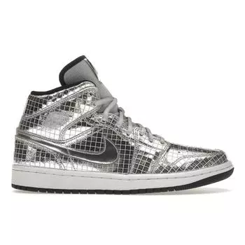 Женские кроссовки Air Jordan 1 Mid Disco Ball серебристый металлик-серебристый белый CU9304-001