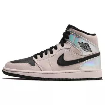 Женские кроссовки Air Jordan 1 Mid Iridescent Pink Barely-Rose Black BQ6472-602