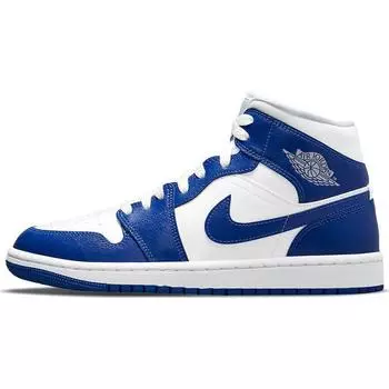 Женские кроссовки Air Jordan 1 Mid Kentucky Blue белые Hyper-Royal BQ6472-104 36.5