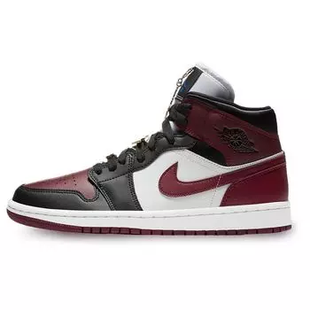 Женские кроссовки Air Jordan 1 Mid SE с золотыми подвесками красные, черные, темно-свекольные CZ4385-016 36