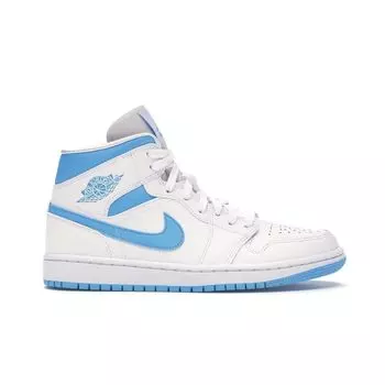Женские кроссовки Air Jordan 1 Mid UNC White Carolina-Blue BQ6472-114 36.5