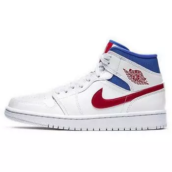 Женские кроссовки Air Jordan 1 Mid USA белые университетские красные Game-Royal BQ6472-164