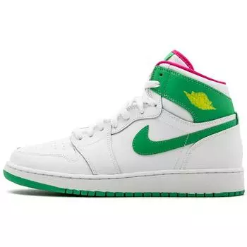 Женские кроссовки Air Jordan 1 Retro High GG Пасха 2017 белые Gamma-Green-Vvy-Pnk-Cybr 332148-134