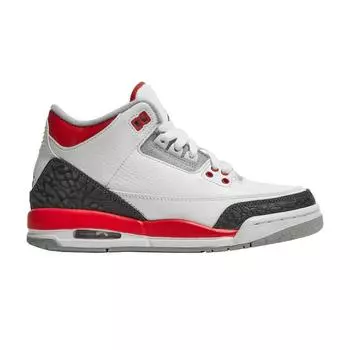 Женские кроссовки Air Jordan 3 Retro GS Fire Red 2013 White Fire-Red-Silver-Black 398614-120