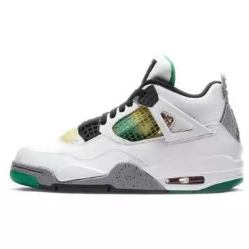 Женские кроссовки Air Jordan 4 Retro Rasta Белый университет-красный Люсид-Зеленый AQ9129-100