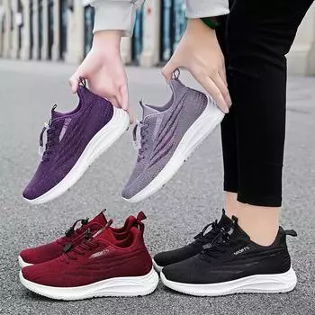 Женские кроссовки без шнуровки. Нескользящая обувь для ходьбы. Легкая обувь для тренировок в тренажерном зале. Дышащие модные кроссовки на шнуровке для женщин. Спортивная обувь на открытом воздухе. 36 чёрный