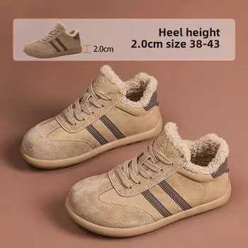 Женские кроссовки большого размера из плюшевого бархата в стиле ретро из овечьей шерсти, толстая теплая мягкая подошва, размеры 41-43. 38