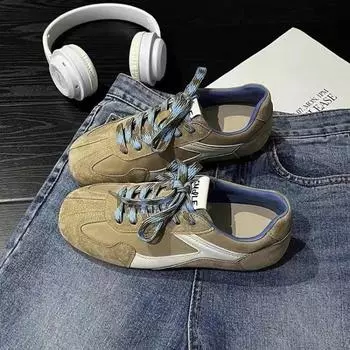 Женские кроссовки Брендовая спортивная обувь Осень Новые замшевые повседневные туфли на плоской подошве Дизайнерские классические туфли на шнуровке для бега Zapatillas Mujer 35