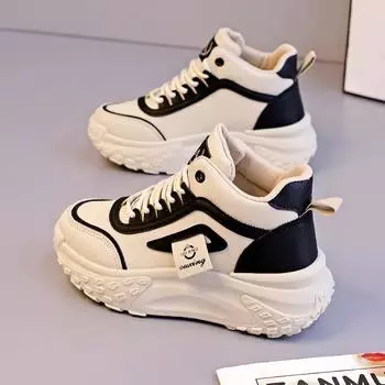 «Женские кроссовки Campus в корейском стиле»: Высокие папины туфли на толстой подошве для весны и осени, коллекция Casual 2024 года. Size 35 чёрный