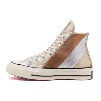 Женские кроссовки Converse Chuck 70 Hi Metallic Rainbow Tan Pure-Silver Egret 565882C