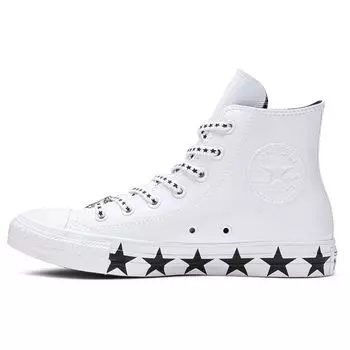 Женские кроссовки Converse Miley Cyrus x Chuck Taylor All Star Hi Stars белые черные 563719C