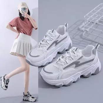 Женские кроссовки Dad Shoes весна-осень Wave Soft Bottom Fashion Colorblock Muffin Sweet Cool Ins Casual Sneaker Mixed Batch 35