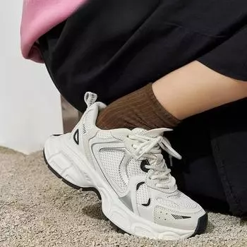 Женские кроссовки Daddy Shoes из натуральной кожи, весна-лето, новые универсальные, с толстой подошвой, увеличивающие рост, дышащие, легкие, повседневные кроссовки 35