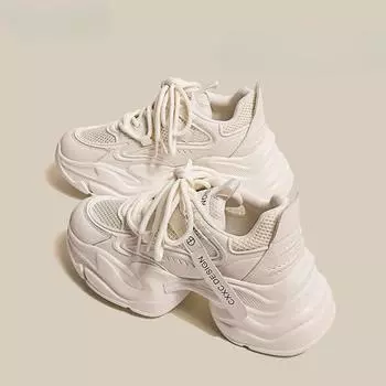 Женские кроссовки Daddy Shoes из натуральной кожи, весна-лето, новые сетчатые, дышащие, с толстой подошвой, легкие, повседневные кроссовки 35