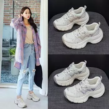 Женские кроссовки Daddy Shoes на осень, повседневные, сетчатые, на толстой подошве, кроссовки для бега 35 золотой