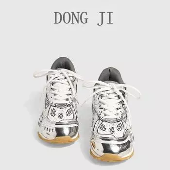 Женские кроссовки Daddy, супер огонь 2024, новые сетчатые кроссовки Forrest Gump на платформе, серебристые, повседневные, кроссовки для бега, женские 35 зелёный