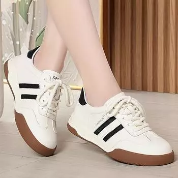 Женские кроссовки Dexun Big Head, осенняя новая корейская версия, универсальные студенческие спортивные белые туфли Forrest Gump 35 чёрный/белый