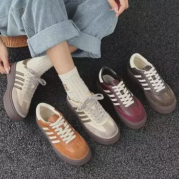 Женские кроссовки Dexun из натуральной кожи - весна/лето 2025 г., корейский стиль, толстая подошва, цветные блоки, удобная повседневная обувь 35 грязно-белый