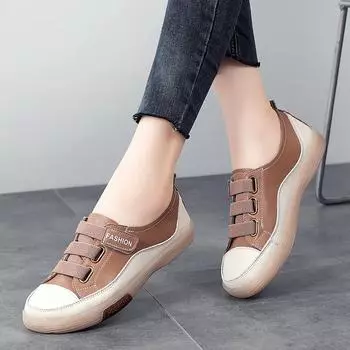 Женские кроссовки для бега из натуральной кожи, повседневные женские кроссовки для ходьбы, молодежные кроссовки для девушек на плоской подошве, для студентов, с мягкой подошвой 35