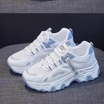 Женские кроссовки для бега из сетчатой ткани, дышащая повседневная обувь, кроссовки на танкетке с нескользящей платформой, высококачественные кроссовки для тенниса из вулканизированной ткани 35