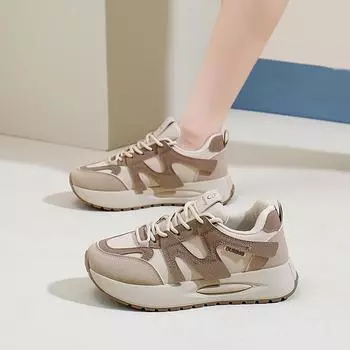 Женские кроссовки для бега. Легкие кроссовки на толстой платформе для женщин. Удобная повседневная обувь для ходьбы. Дышащие теннисные кроссовки со шнуровкой. 35