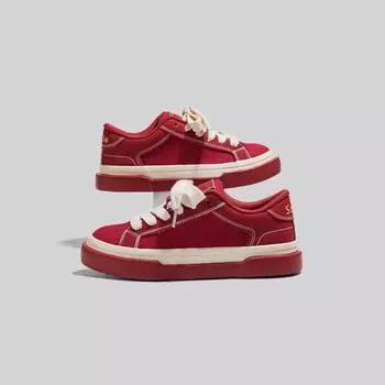 Женские кроссовки для бега на открытом воздухе из красного холста с низким верхом, вышитые буквы, обувь для скейтборда, обувь для студентов на плоской подошве 35 красный